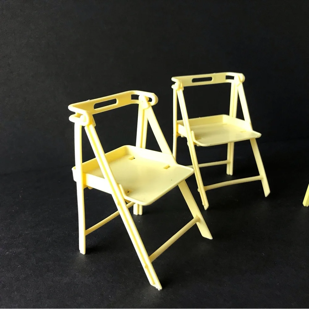 Vintage Barbie Yellow Folding Table and Chairs Set